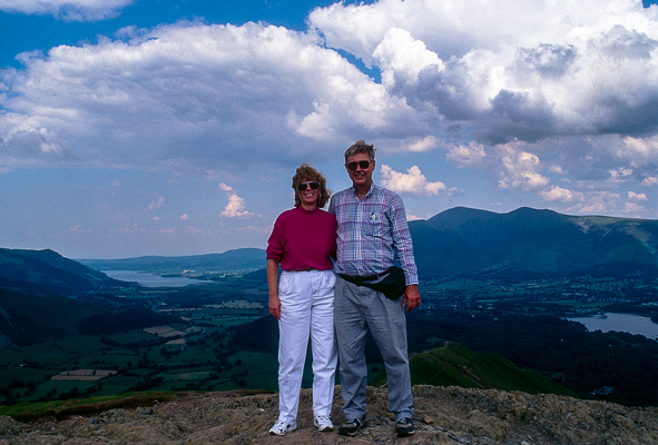 Rebecca and Sunny at the summit of the Cat Bells Walk, England.
