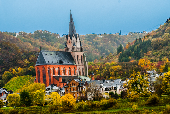 Beautiful village scene on the Rhine River.