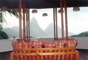 Pitons (volcanic mountains) in St. Lucia.