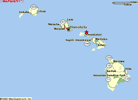 Map of Hawaiian Islands