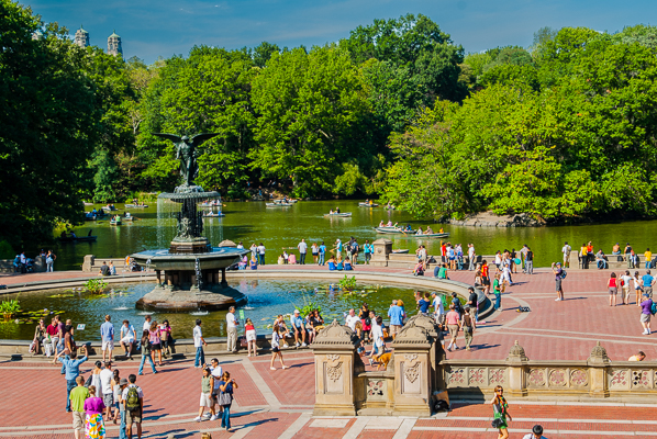 Fountain and boating in Central Park.