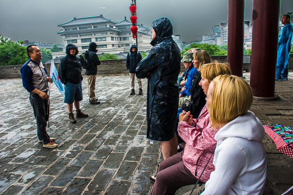 Tour director and also local Xian guide Addison with flag.