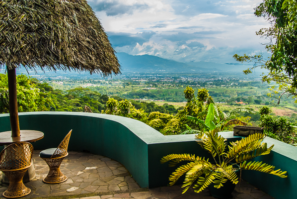 Xandari resort villa patio looking towards the Central Valley and San Jose.