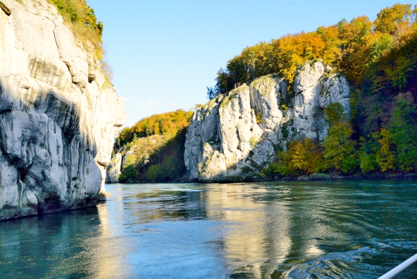 Cllifs seen from boat in the Danube Gorge.