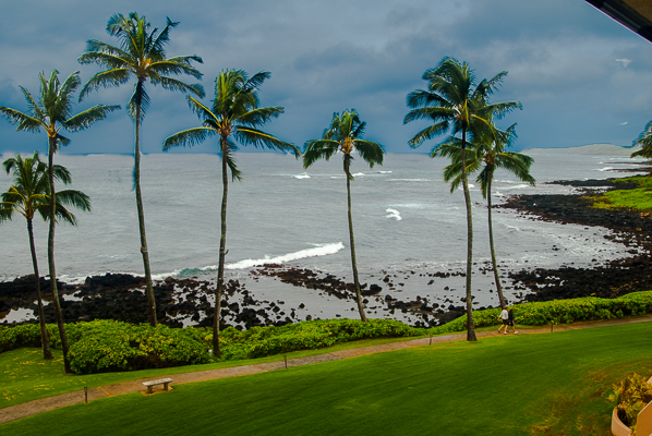 Ocean view from room at the Kauai Sheraton hotel.